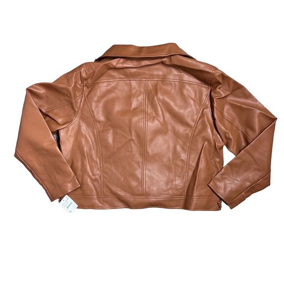 Blank NYC Moto Jacket 2X Brown Faux Leather Zip Biker Fall Transitional - Picture 11 of 12